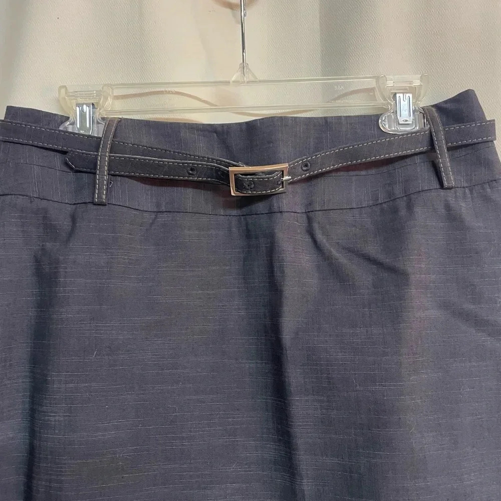 Rafaella pencil skirt with skinny belt sliver buckle navy size 8 - Picture 2 of 5